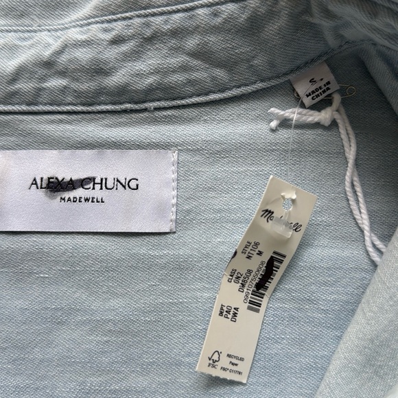 Madewell Alexa Chung Light Blue Oversized Long Sleeve Button Denim Shirt S NWT - Picture 3 of 5